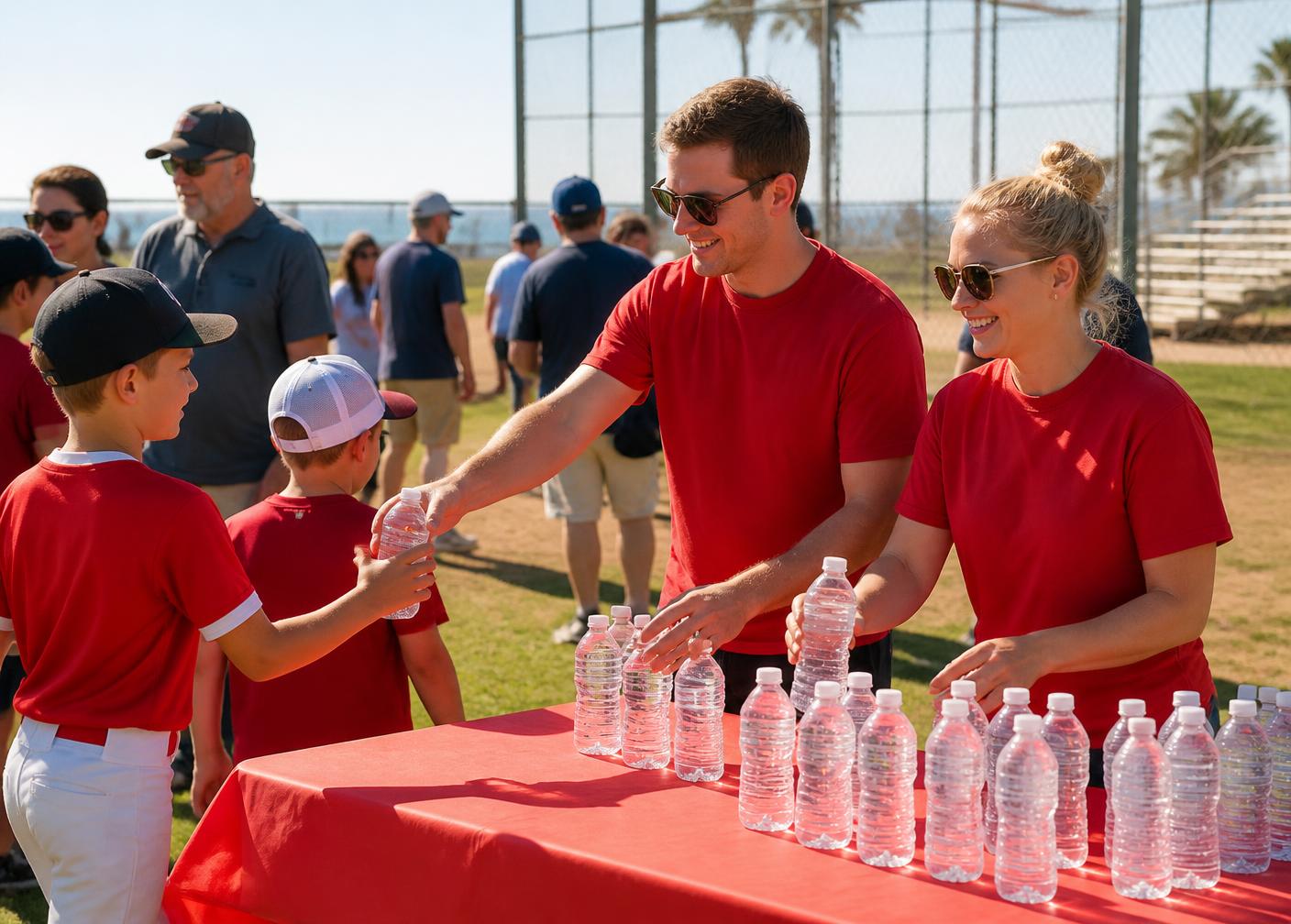 Gulf Coast community event with volunteers and families